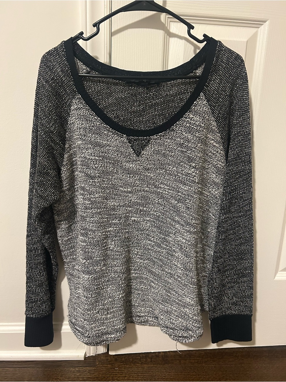 Women’s Black & White Marled Long-Sleeve Sweater